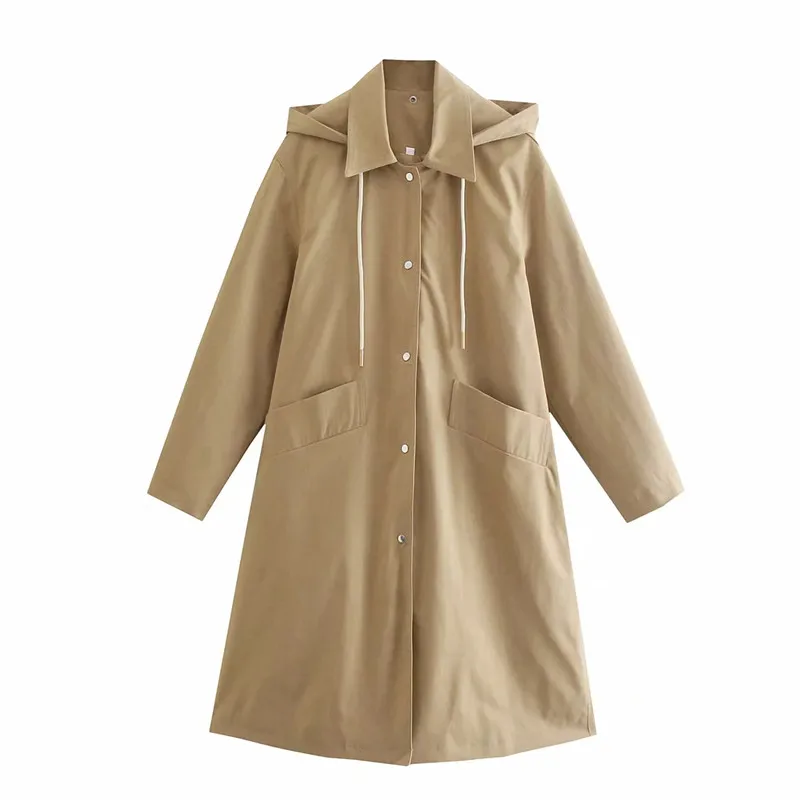 

ZA 2021 autumn new women's clothing fashion all-match European and American style casual temperament hooded windbreaker coat