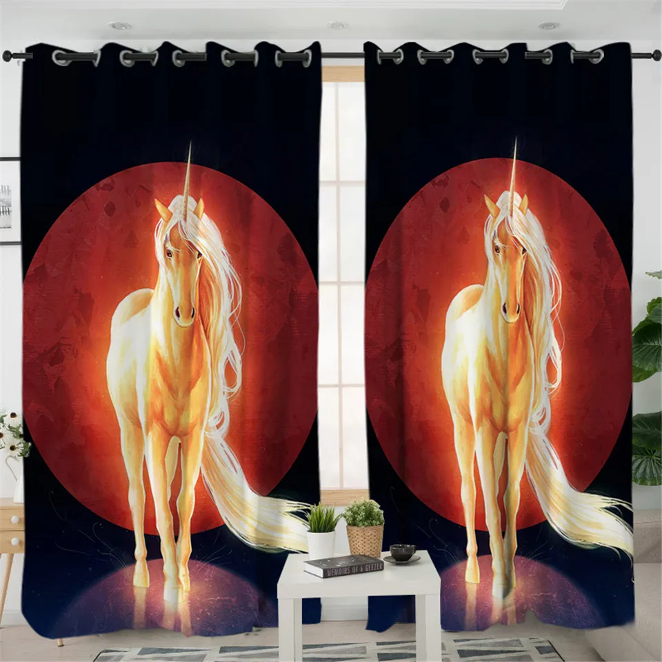 Last Unicorn 1 Piece Yin и Yang драконы, черный от JoJoesArt, занавески для гостиной, 3D принт, Затемненные оконные занавески, s, животные, шторы, 1 шт., cortinas - Цвет: Last Unicorn 1 Piece