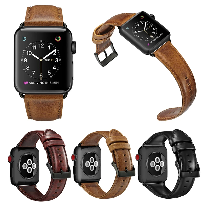 

Retro Brown Genuine Leather Strap for Apple Watch Band VIOTOO Men Watch Strap Bracelet Watchbands Metal Buckle