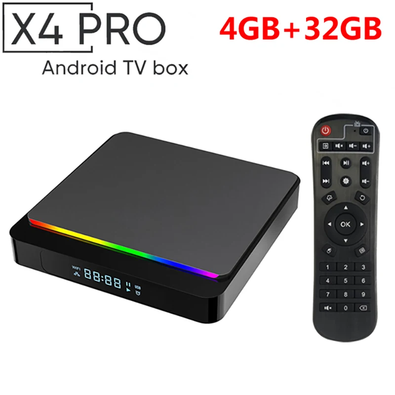 

ТВ-приставка SZBOX X4 PRO, Android 10,0, 4 + 32 ГБ, 2,4G, Bluetooth, Wi-Fi
