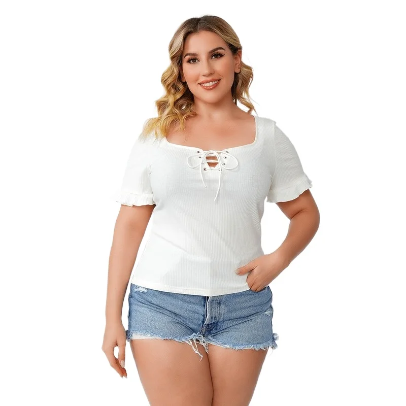 

Plus Size Tops White Top Woman Big Size T-shirts Women Short Sleeve Women Clothing Blouse Womens Shirt Oversized T-shirt Female