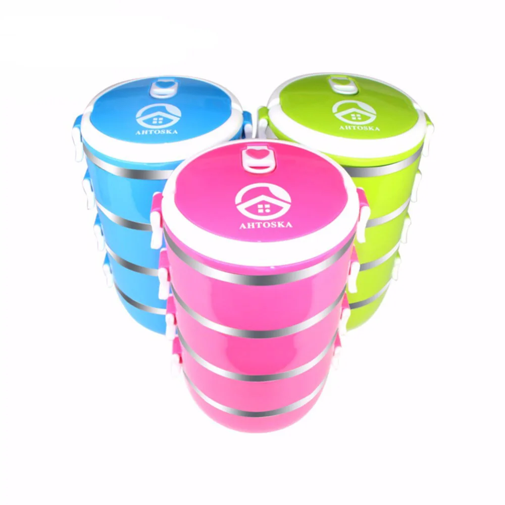 AHTOSKA четыре Слои Портативный PP и 304 Нержавеющая сталь Пластик контейнеры