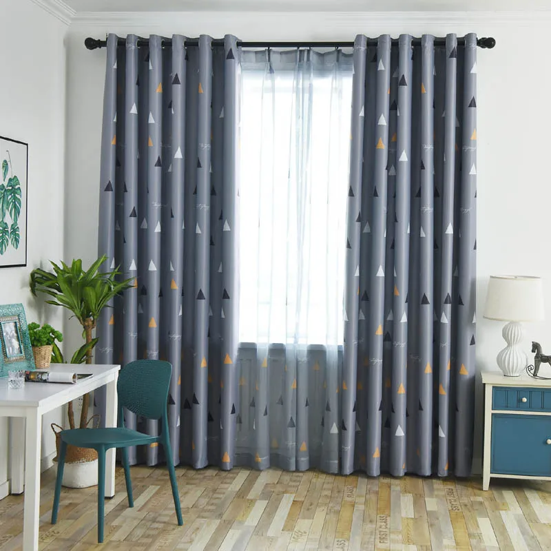 Китайские простые абстрактные треугольные затемняющие шторы для спальни детей