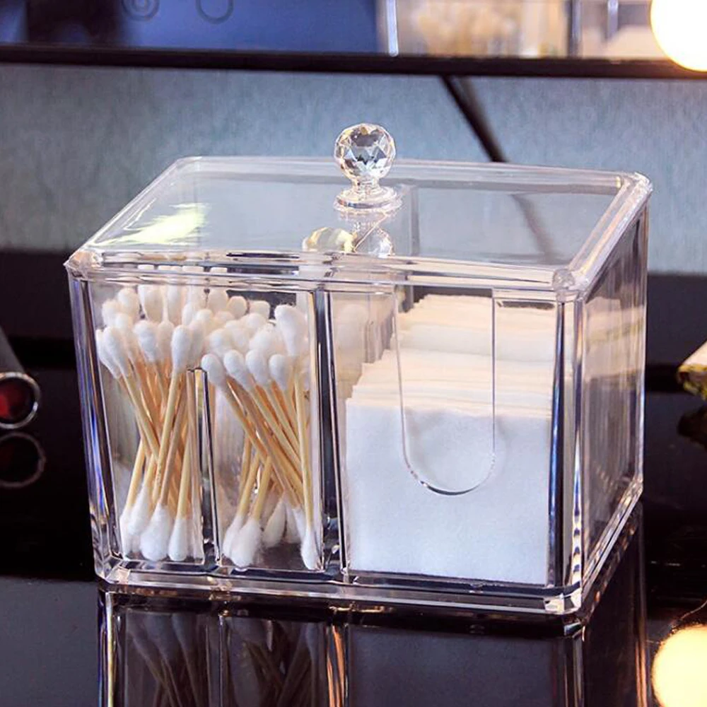 Портативный хлопковый контейнер для макияжа акриловый Ватный тампон органайзер