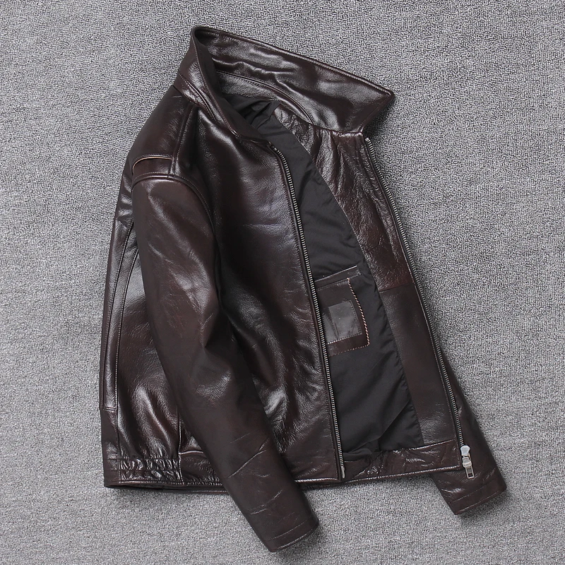 Мужская Байкерская мотоциклетная куртка из натуральной коровьей кожи сезон
