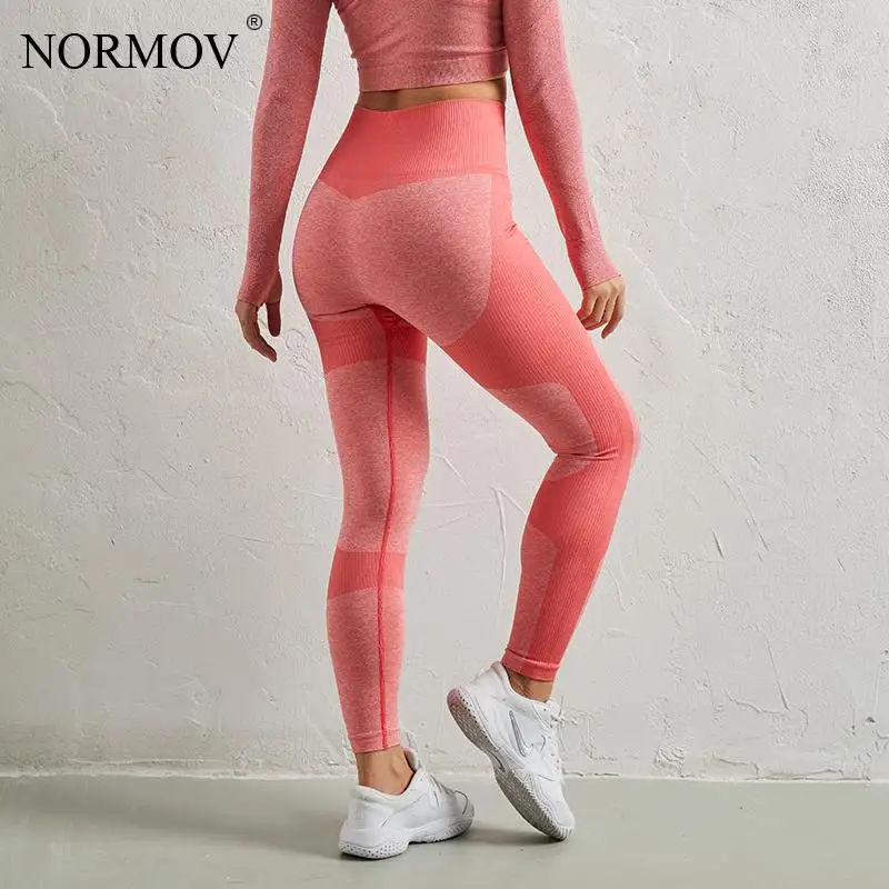 

Женские спортивные Леггинсы NORMOV, Однотонные эластичные леггинсы с высокой талией и эффектом пуш-ап, тренировочные штаны, бесшовная спортив...