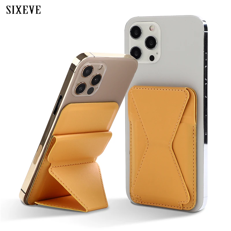 Магнитный держатель для карт Кожаный чехол с подставкой Magsafe Iphone 12 13 11 Pro Max XR сумка
