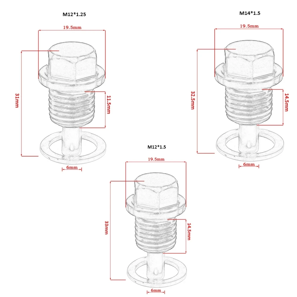 Автомобильные болты Магнитная дренажная масляная пробка винты M12 * 1 25 5 75 M14 M16 M18 M20