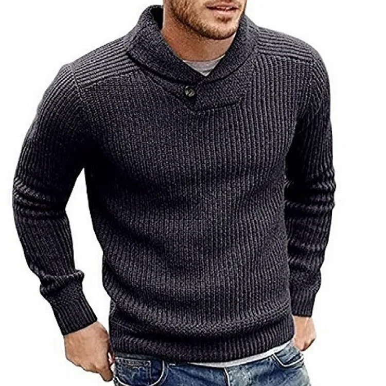 Helisopus 2020 Autumn Winter Men Sweater Casual Slim Men's Pure Color One Button Warm Turtleneck Sweaters M-2XL | Мужская одежда