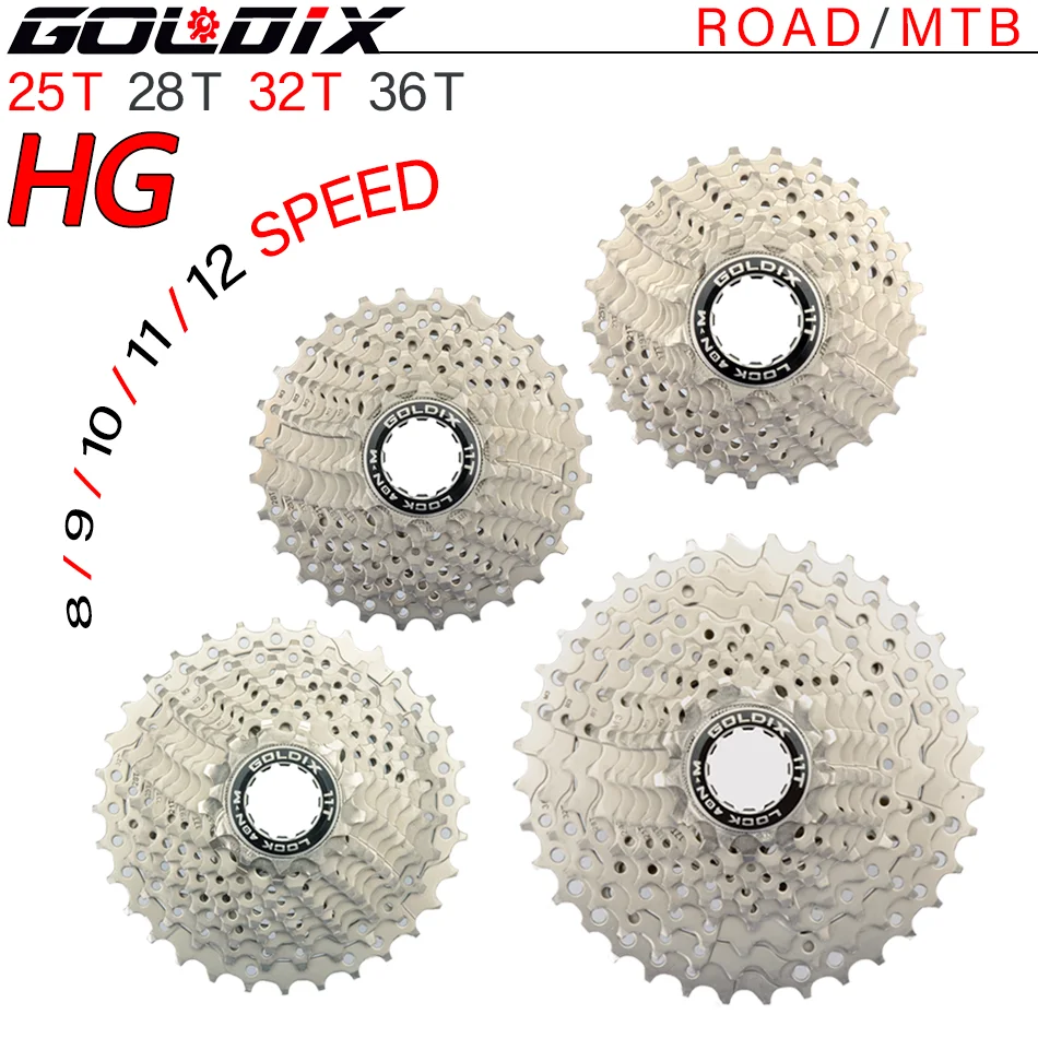 

GOLDIX Road Bike Freewheel 11-25 / 28/32/34 / 36T Bicycle Flywheel Steel 8/9/10/11S Speed Cassette Freewheel for Shimano SRAM