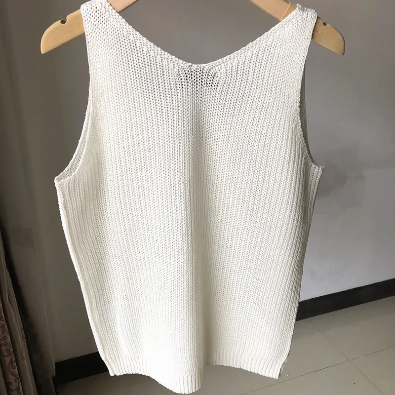 Майка женская льняная без рукавов пикантный Трикотажный жилет универсальная