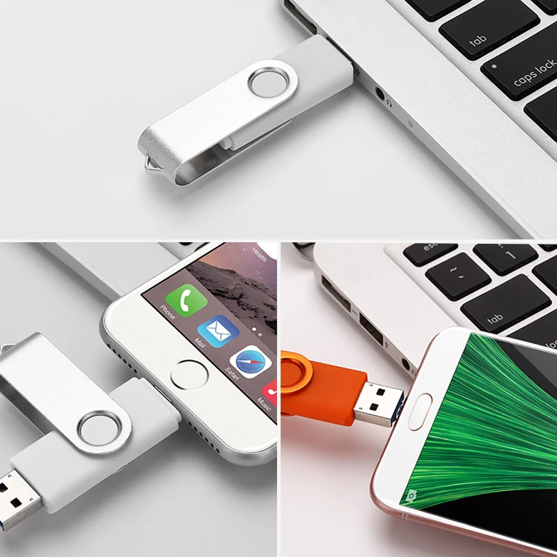 Флеш накопитель Lightning 3 в 1 128 ГБ 64 OTG Micro USB 32 16 4 8 256 ГБ|USB флэш-накопители| |
