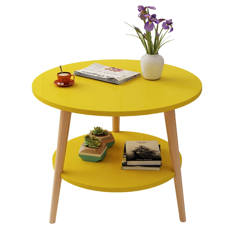 

Современный деревянный журнальный столик в скандинавском стиле, удобный Диванный круглый практичный натуральный чайный боковой столик, ук...