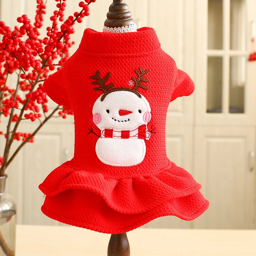 Рождественская одежда для домашних животных зимняя собак теплая юбка свитер