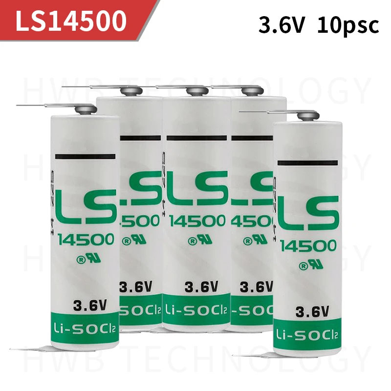 10 шт./лот новый для SAFT LS14500 AA ER14505M 3 6 v 2600mah литиевая батарея с паяльными штырьками
