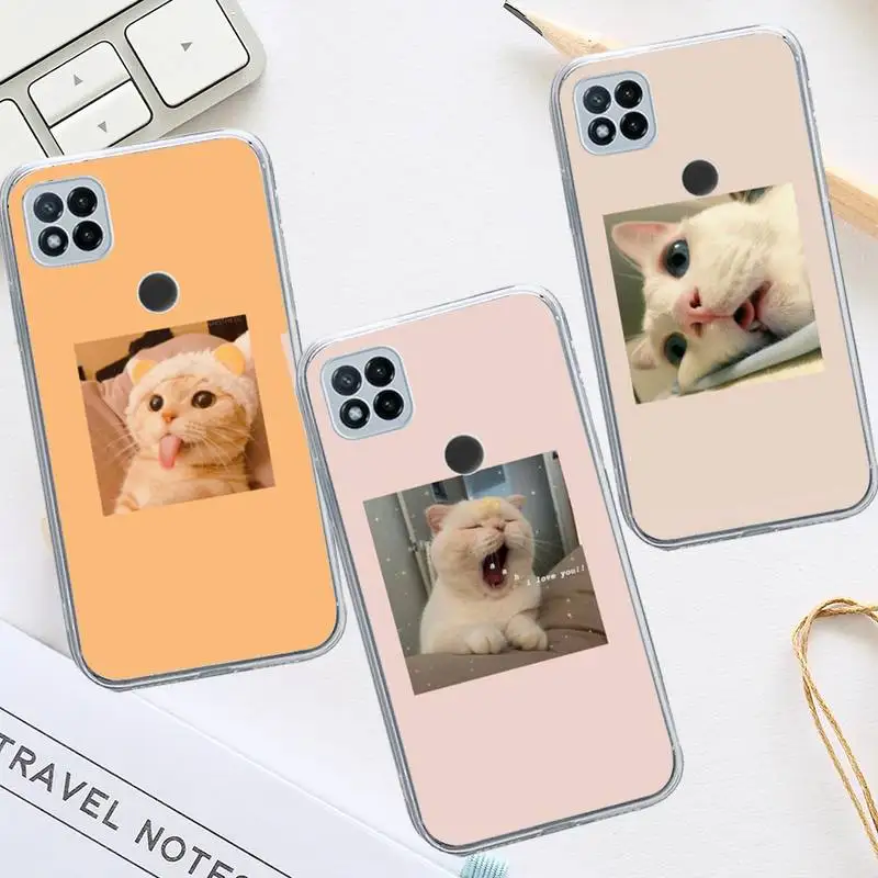 

Pink Aesthetic cute cat Phone Case Transparent for Xiaomi redmi note 8 9 10 11 t lite pro ultra mix 4 k40