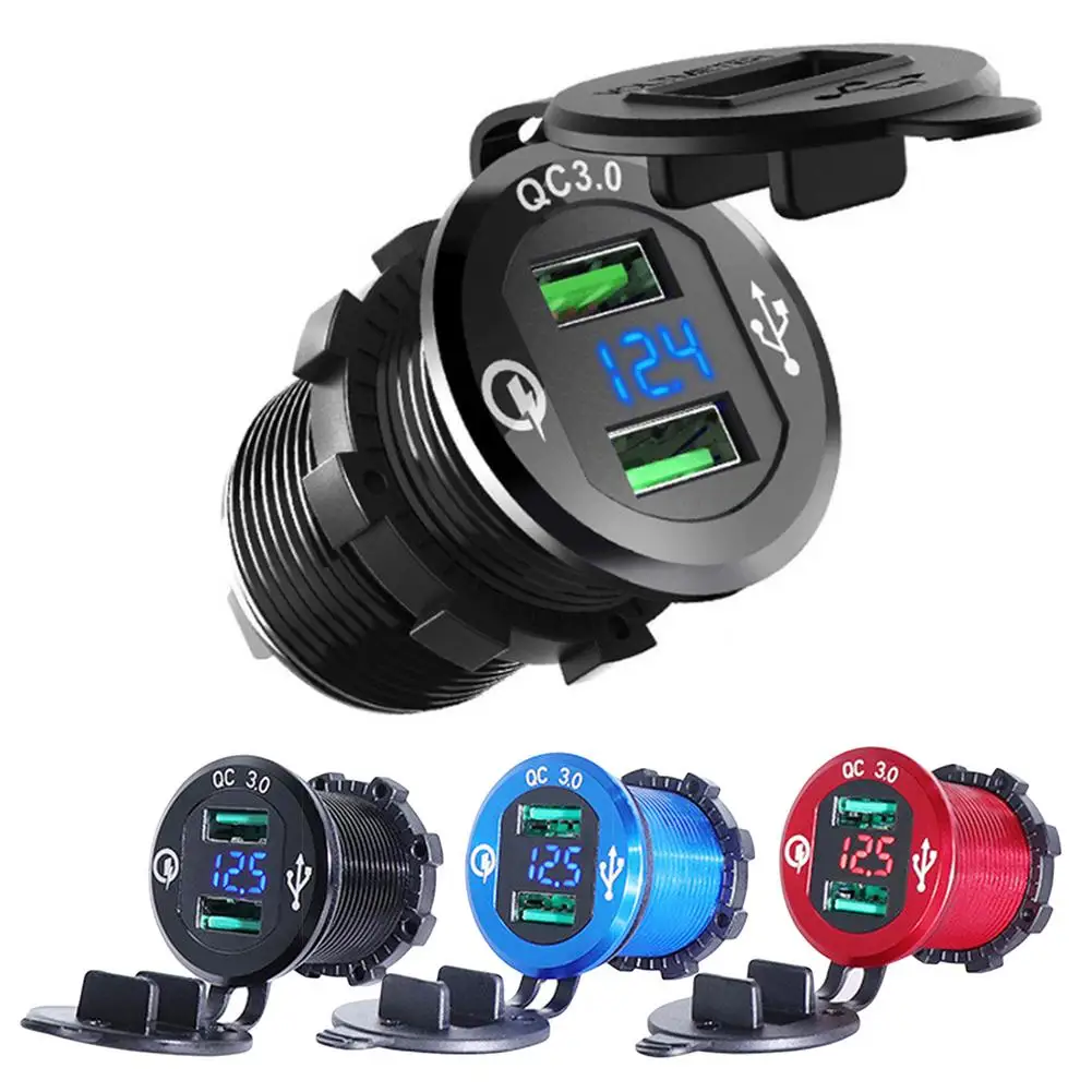 

Dual 3.1aUSB port car cigarette lighter charger 12v/24v digital LED voltmeter