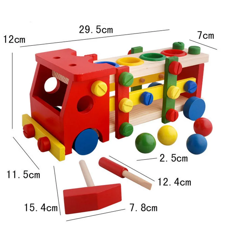 New Wooden Educational Knock The Ball Disassembly/Assembly Screw Vehicle Baby Kids Gift Block Car Toys For Children Juguetes | Игрушки и
