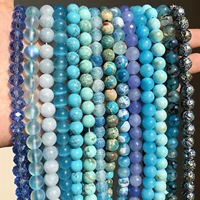 natural round beads blue agates jades turquoises rondelle crystal loose stone beads for jewelry making bulk diy bracelet 15