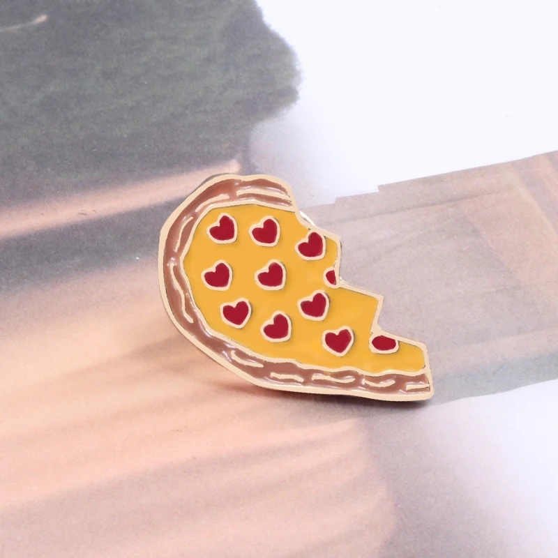 Пицца Мультяшные Броши разбитое сердце еда эмалированная булавка сумка