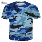 Военная военно-морская камуфляжные футболки для мужчин и женщин, камуфляжная футболка унисекс в стиле хип-хоп Streetwear Tees, 3D с принтом рыбы Аниме Синий Повседневная футболка