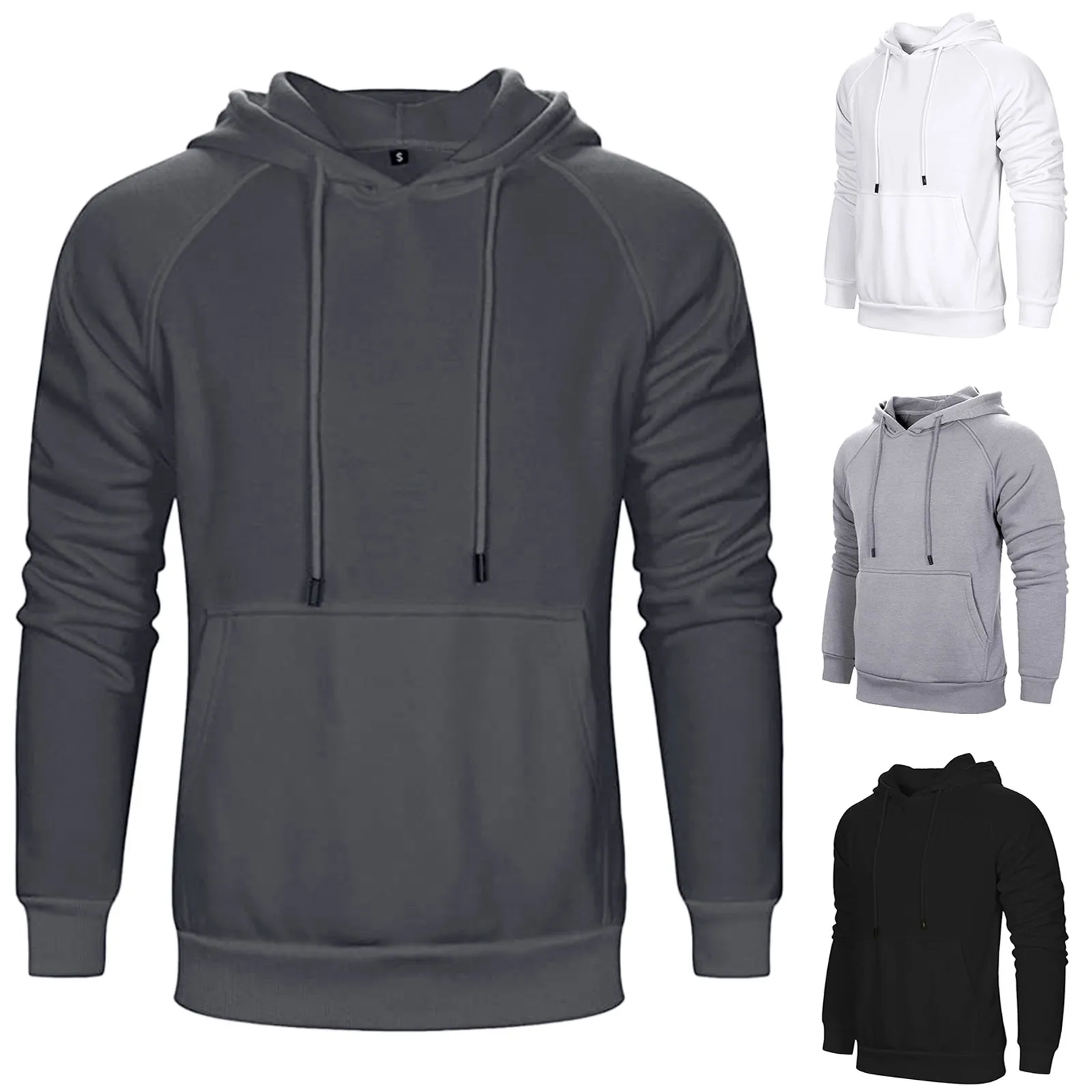 

Vintage Mens Hoodies Hip Hop Solid Color Long Sleeve Autumn Streetwear Pullovers Autumn Slim Fit Daily Sweatshirt Sudaderas 2021