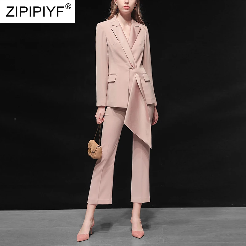 2019 зимний подиум розовый шаль воротник плед с длинным рукавом Блейзер брюки