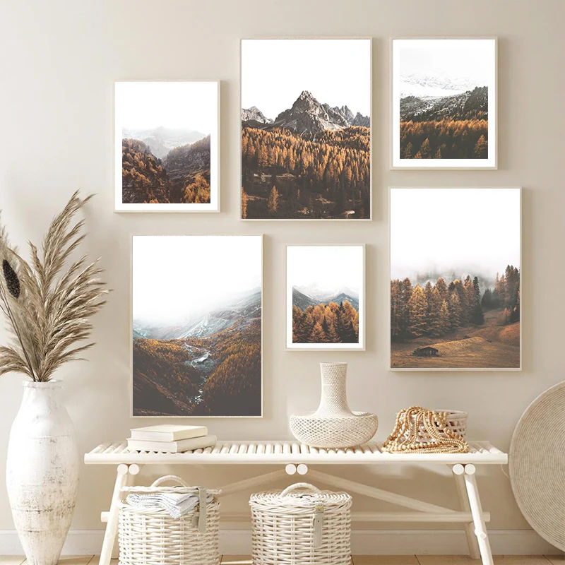 

Natural Landscape Pine Trees Forest Mountains Wall Art Canvas Painting Nordic Posters And Prints Pictures For Living Room Decor