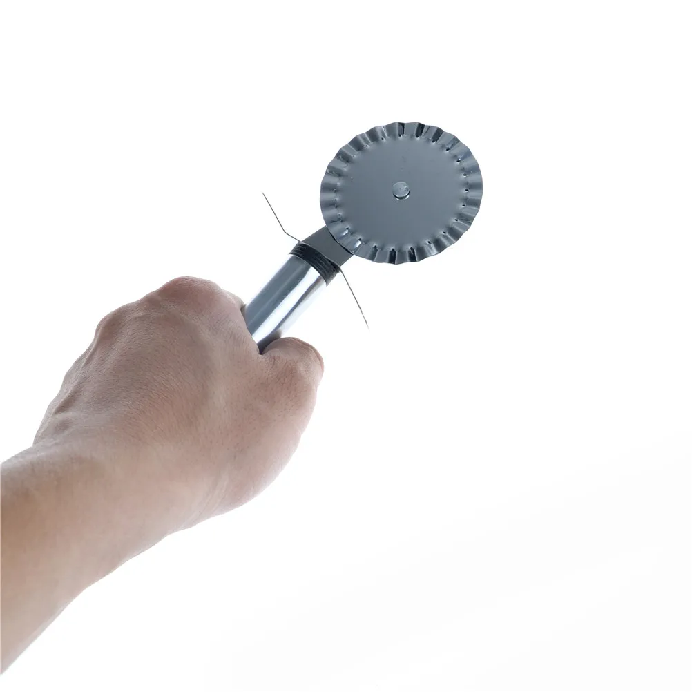 1PCS Stainless Steel Pizza Cutter Double Roller Knife Pastry Pasta Dough Crimper Kitchen Tools 4 Patterns | Дом и сад