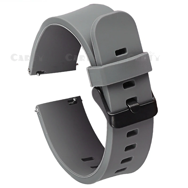Grey black buckle Carty силиконовые браслеты для часов быстросъемные ремешки для часов 20 мм 22 мм Мужские и женские мягкие резиновые черные или серебряные пряжки безопасные кольца Хранитель - Цвет ремешка: Grey black buckle
