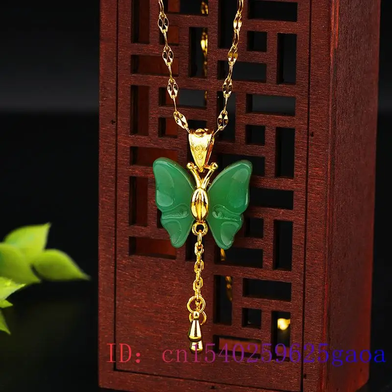 Ожерелье из халцедона с подвеской-бабочкой нефрита китайские натуральные