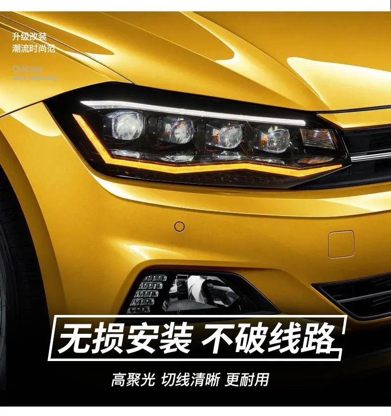 2 шт. автомобильный бампер фары VW polo 2019 ~ 2021y все в светодиодный ных ДХО