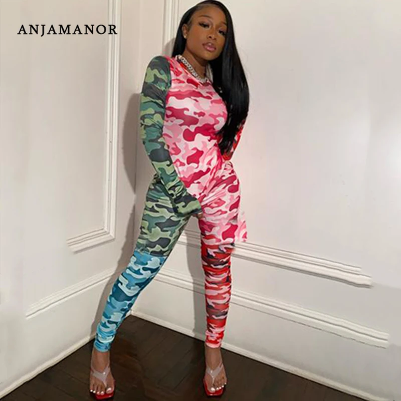 

Костюм спортивный женский из двух предметов, с высокой талией, камуфляжный цвета, D37-AG65