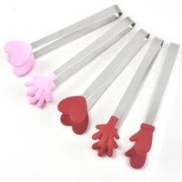 1 pcs mini palm multifunctional silicone food tongs anti scalding filter spoon kitchen utility tool restaurant cooking supplies