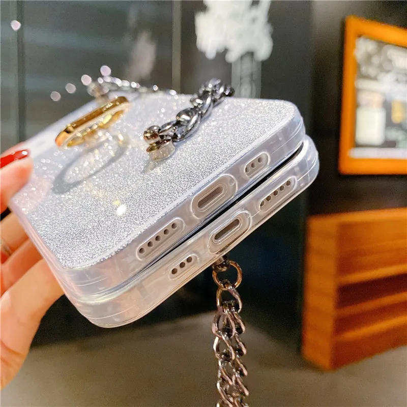 

Fashion Bracelet Solid Color Glitter Tpu Protective Cover Anti-fall Soft Shell Phone Case For One Plus Nord For Oneplus 7 8T Pro