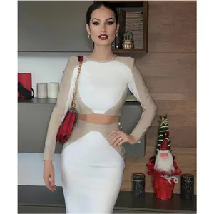 Image for Women's Long Sleeve Sexy Two Pieces Bodycon Mini D 