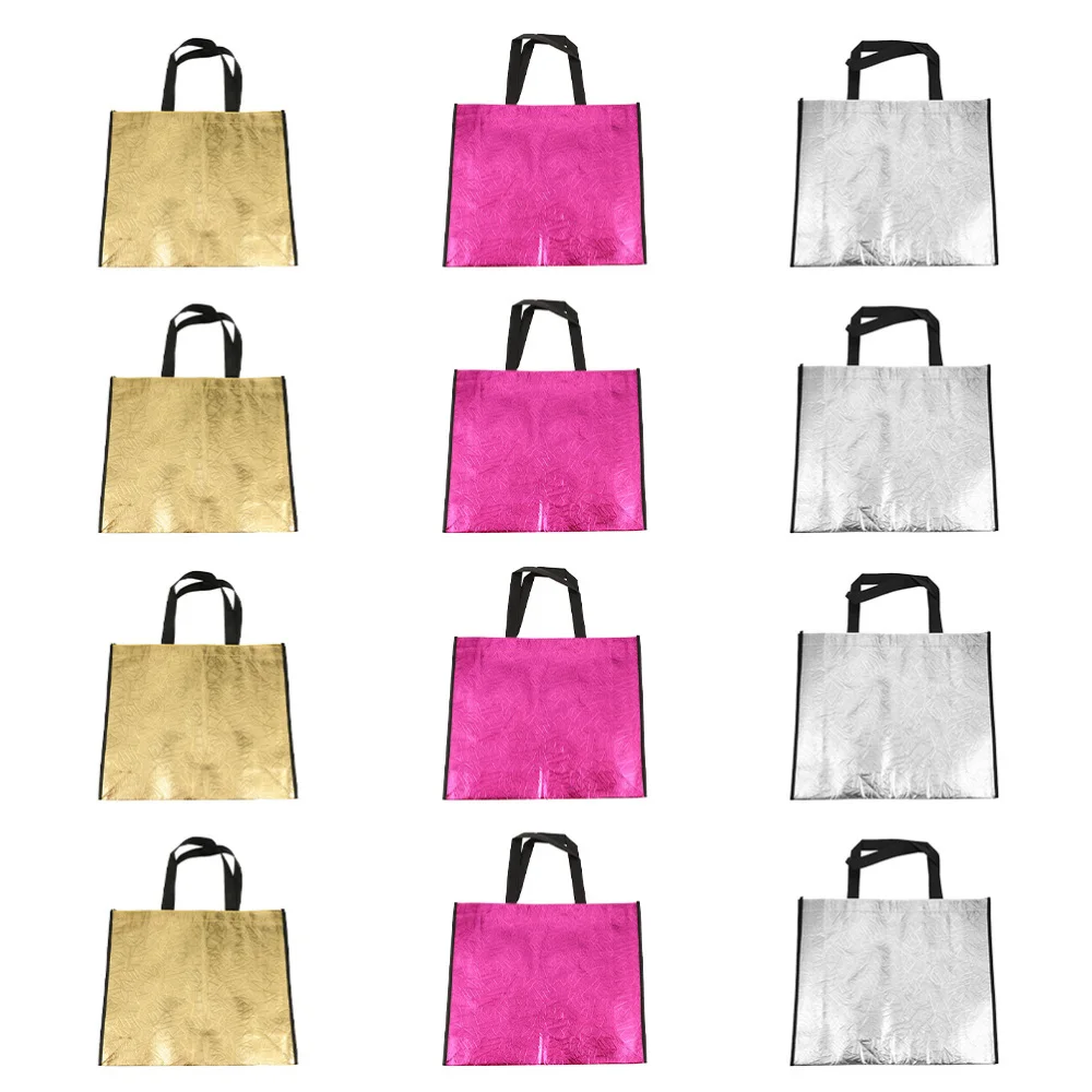 

12 шт., портативные сумки для упаковки подарков, нетканые подарочные сумки (разные цвета)