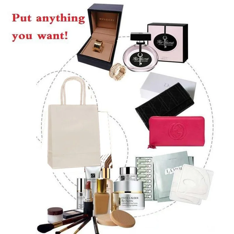 10 шт./лот высокое качество крафт-бумажный пакет с ручками элегантные белые