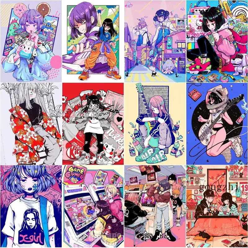 

Diamond Painting Diy Embroidery Cartoon Fashion Trend Girl Full Round Square Drill Rhinestone Cross Stitch Mosaic Pictures Decor