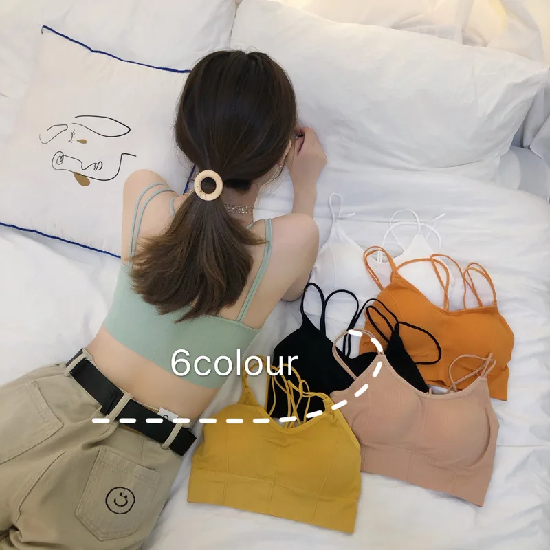 

Women Tank Crop Tops Seamless Underwear Female Sexy Lingerie Bralette Crop Tops Padded Camisole Tank Top