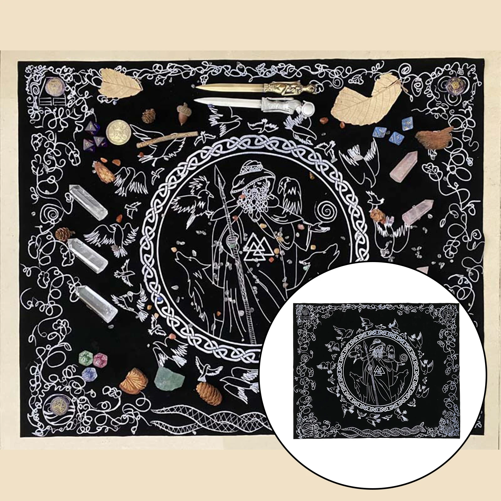

Altar Tarot Cloth, Triple Goddess Phases Astrology Tarot Cards Divination Special Tablecloth Tarot Pouch
