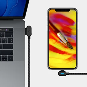 

ANSEIP [3-Pack] 3m 2.4A USB Cable LED Fast Charging Cable For Iphone 90 degree For ipad Charger Cord Data Cable For iPhone 11