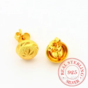 Женские серьги-гвоздики из серебра 925 пробы, золотистого и желтого цвета