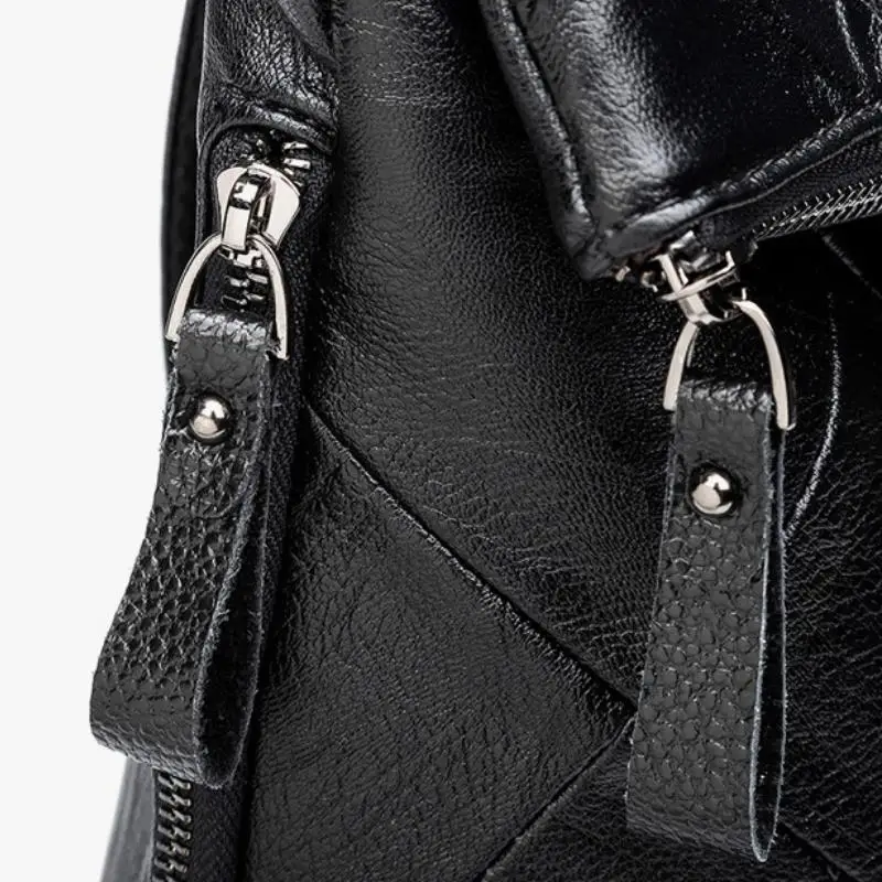 

Coolcept 2021 New fashion soft leather Splicing backpack for women High Quailty Bag Female Mochila Daypack School Bags
