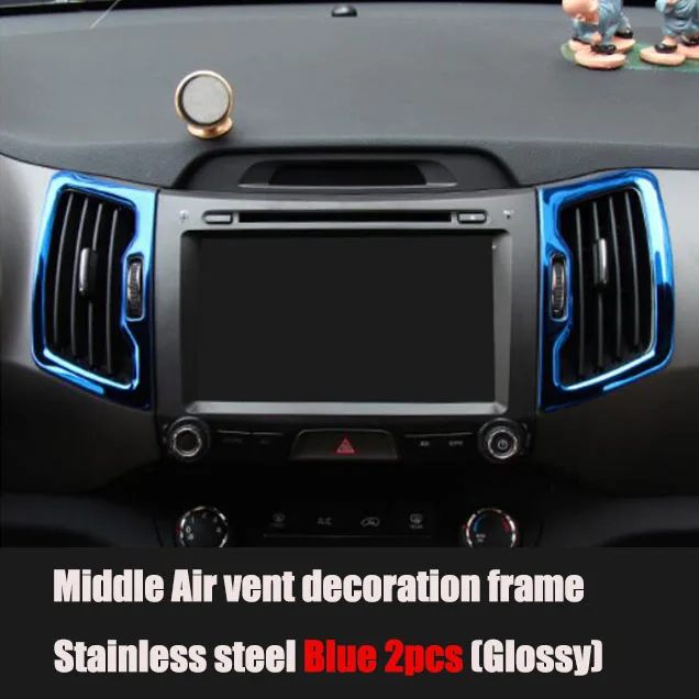 Steel Blue 2pcs Для Kia Sportage 2011 2012 2013-, автомобильный Стайлинг, кондиционер, вентиляционное отверстие, декоративная отделка, наклейка, автомобильные аксессуары - Цвет: Steel Blue 2pcs