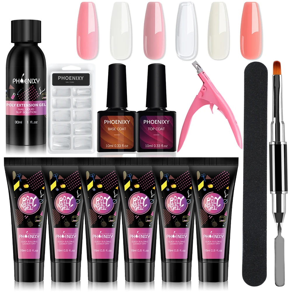 Поли набор гелей для ногтей Гель лак УФ лампы капсулы накладные ногти гель лаков