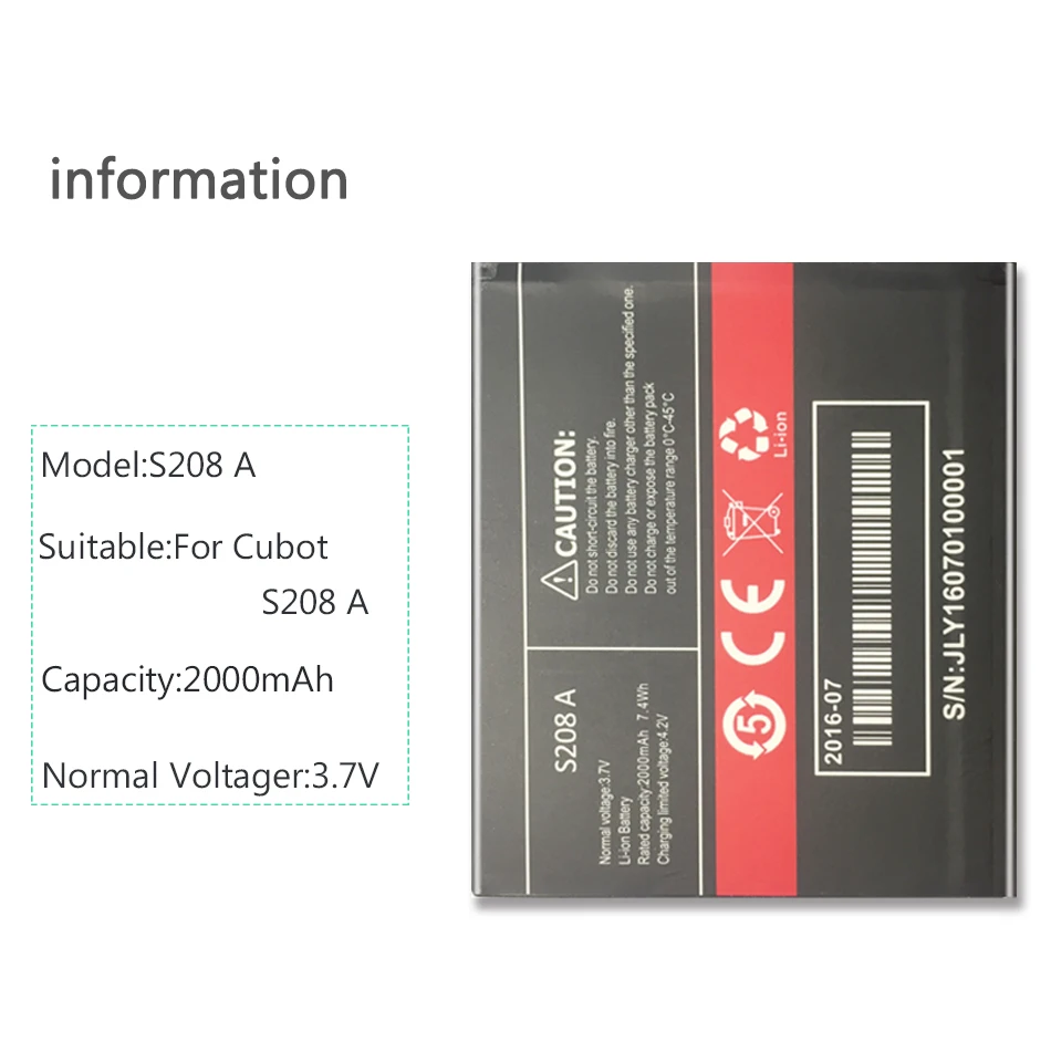 Литий полимерные аккумуляторы для смартфона Cubot S208 A 2000mAh|Аккумуляторы мобильных