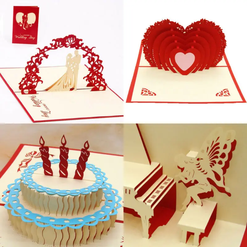 2019 Fashion Brand New Hot Sales 3D Pop Up Card Festive Birthday Valentine Handmade Greeting Cards Invitations Love Gift | Дом и сад