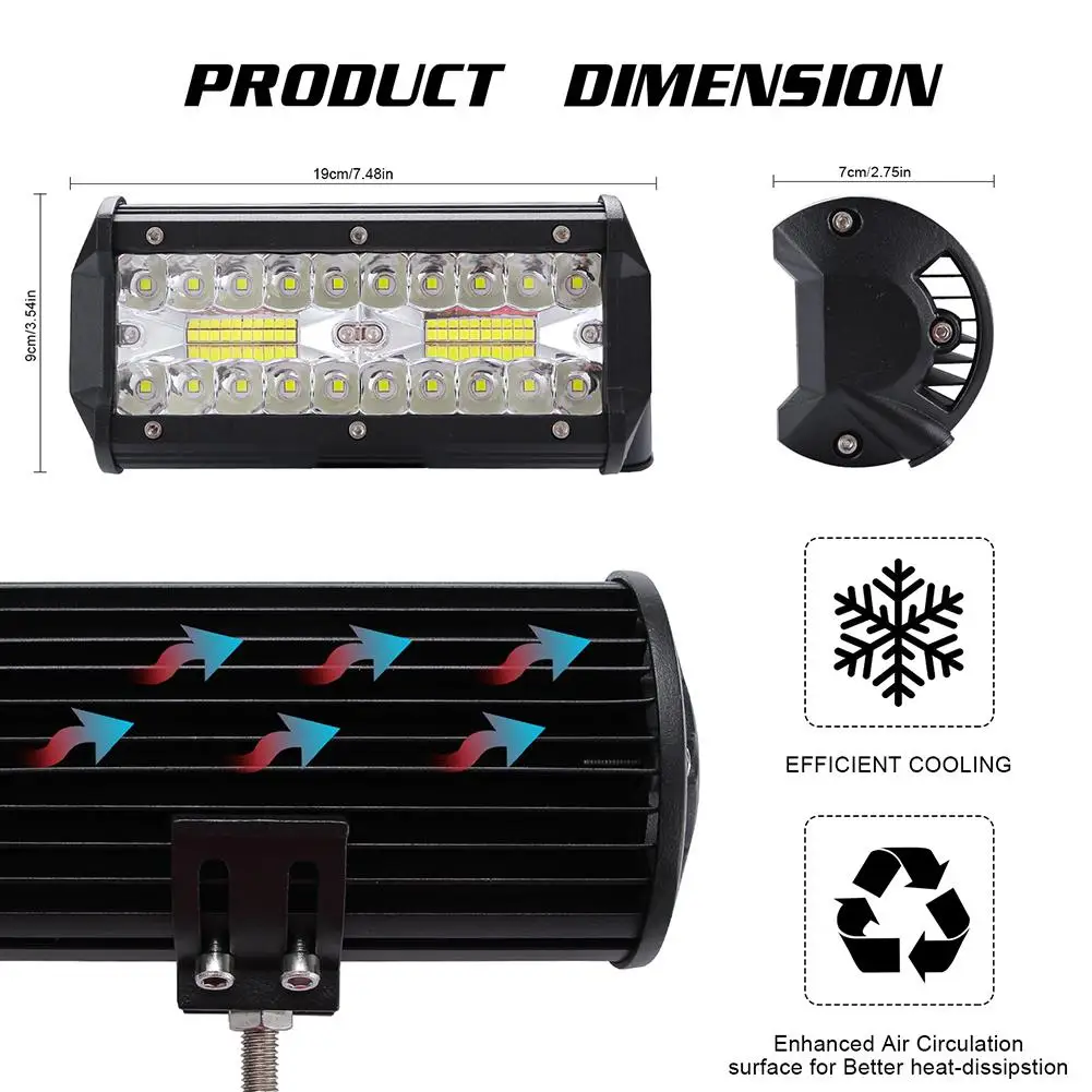 

High Bright 400W Work Light LED 3 Rows 7inch 40000LM Bar Driving Lamp DC 9-30V 6000K Working Light for SUV ATV Tractor Trucks
