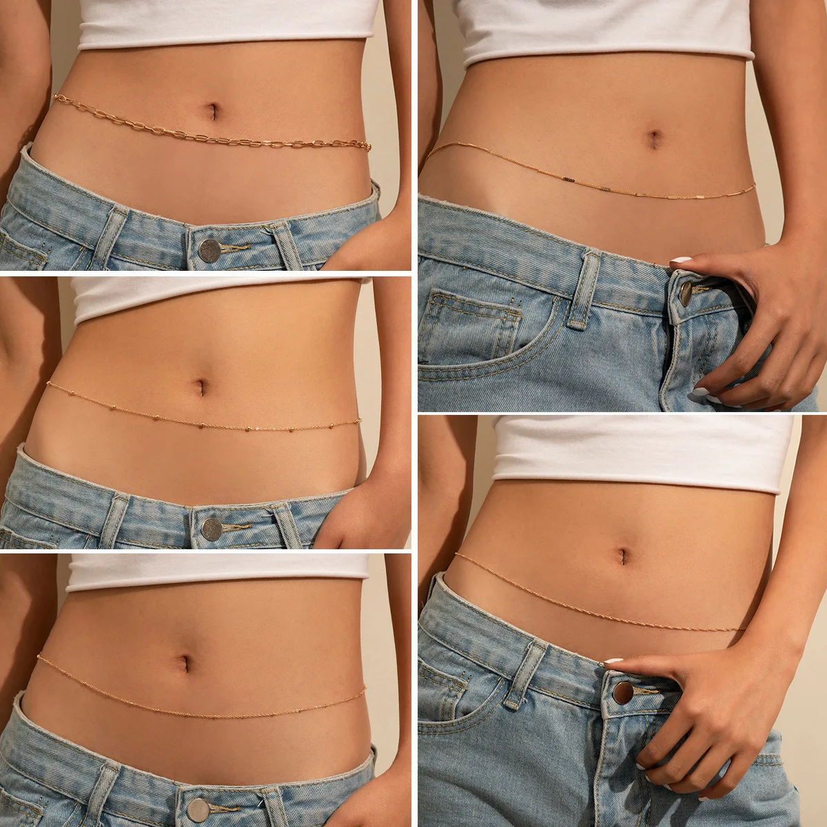 Простая металлическая цепочка в стиле хип хоп Ins тонкая талия сексуальные